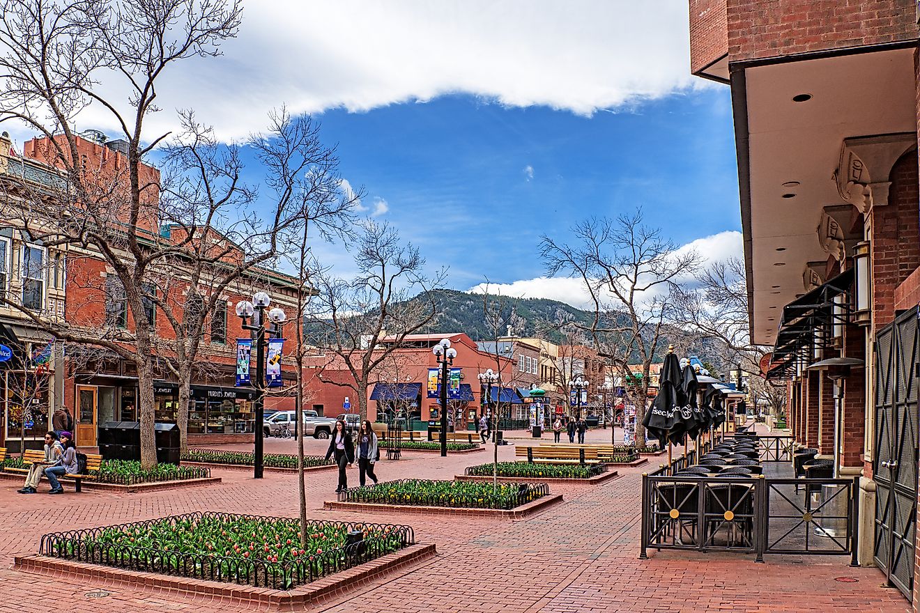 Pearl Street Mall in Boulder, Colorado. Editorial credit: randy andy / Shutterstock.com.