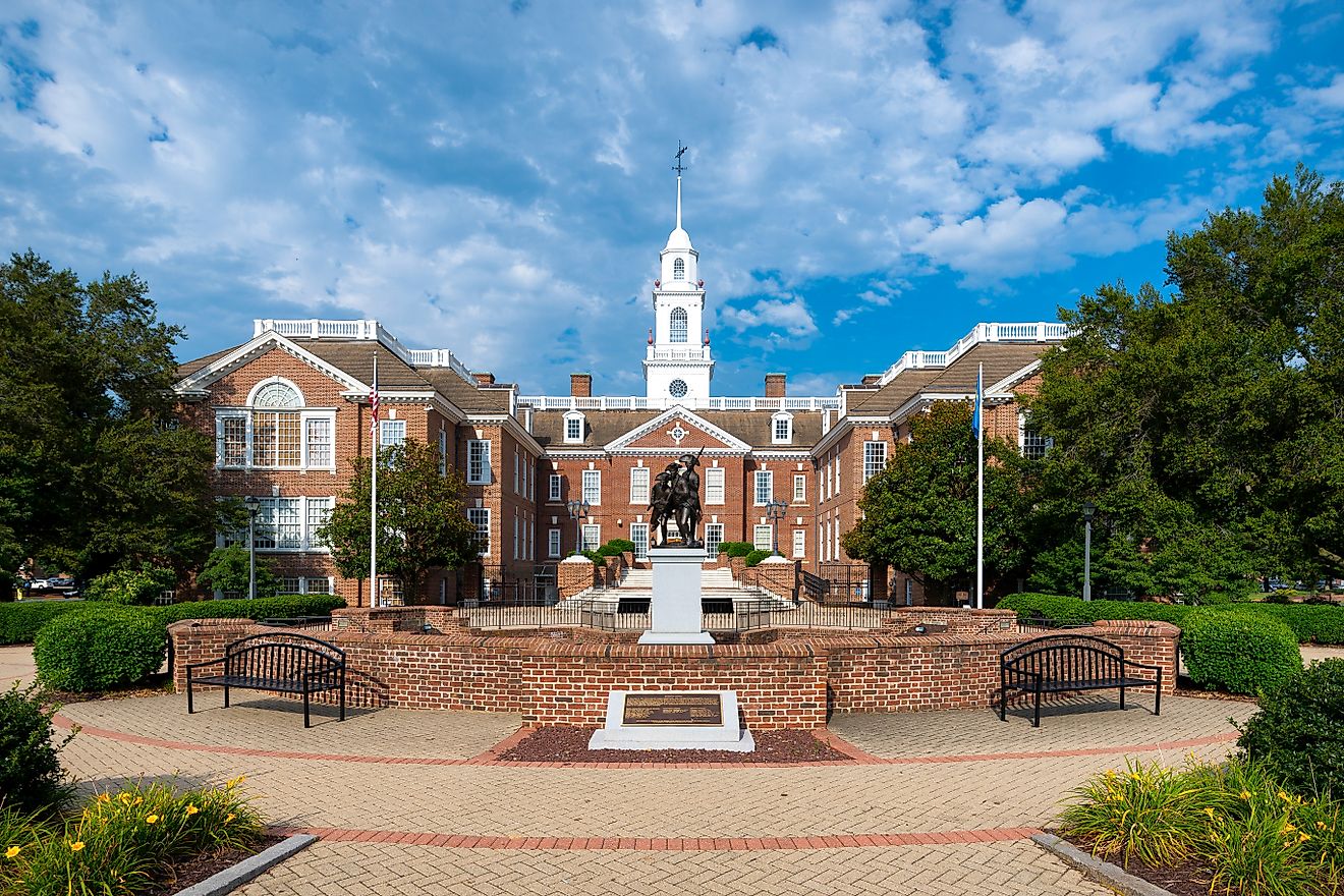 The Legislative building in downtown Dover, Delaware. Editorial credit: Nagel Photography / Shutterstock.com.