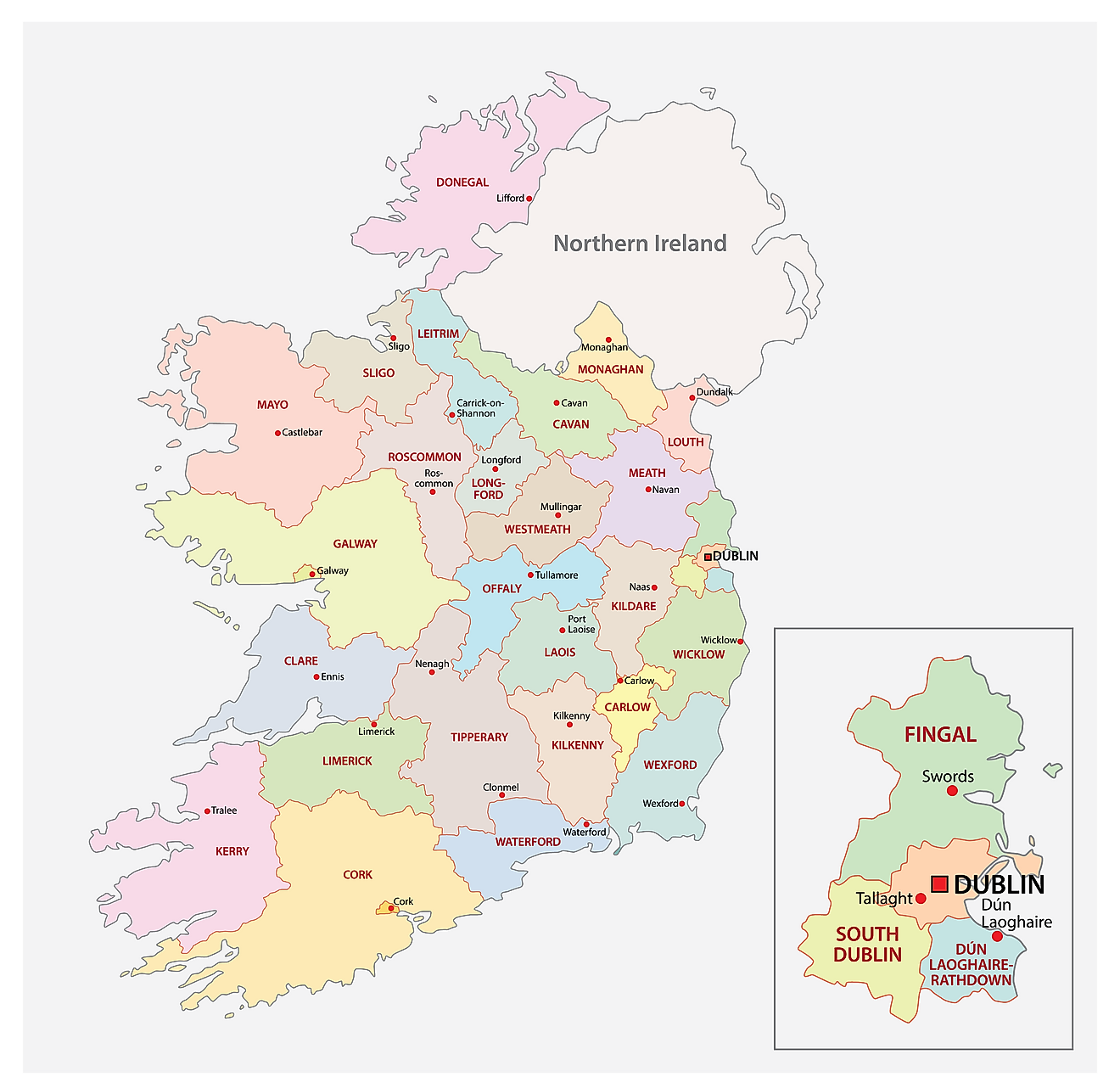 Administrative Map Of Irelandc 