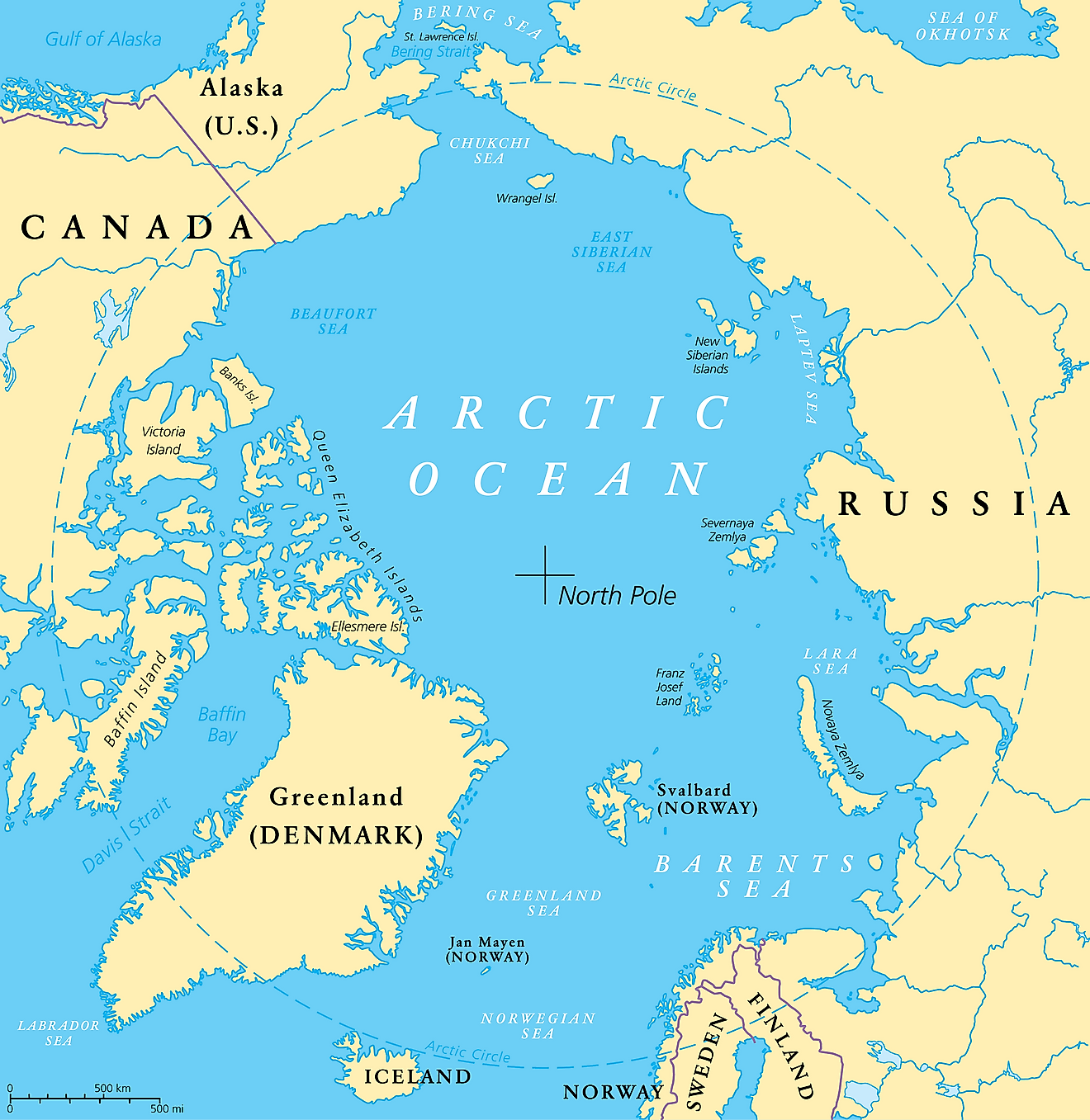 arctic ocean on map of europe