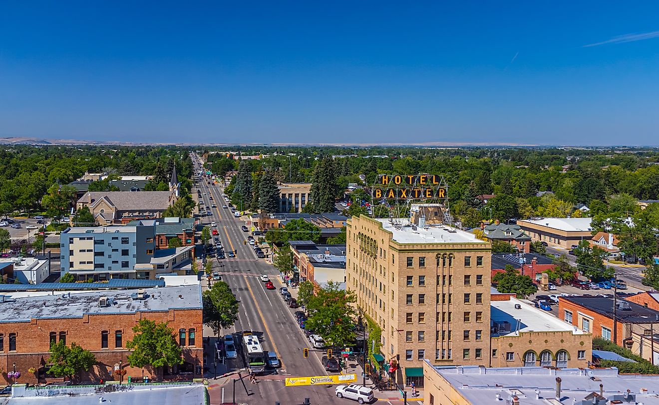 Aerial view of Bozeman, Montana. Editorial credit: Framalicious / Shutterstock.com