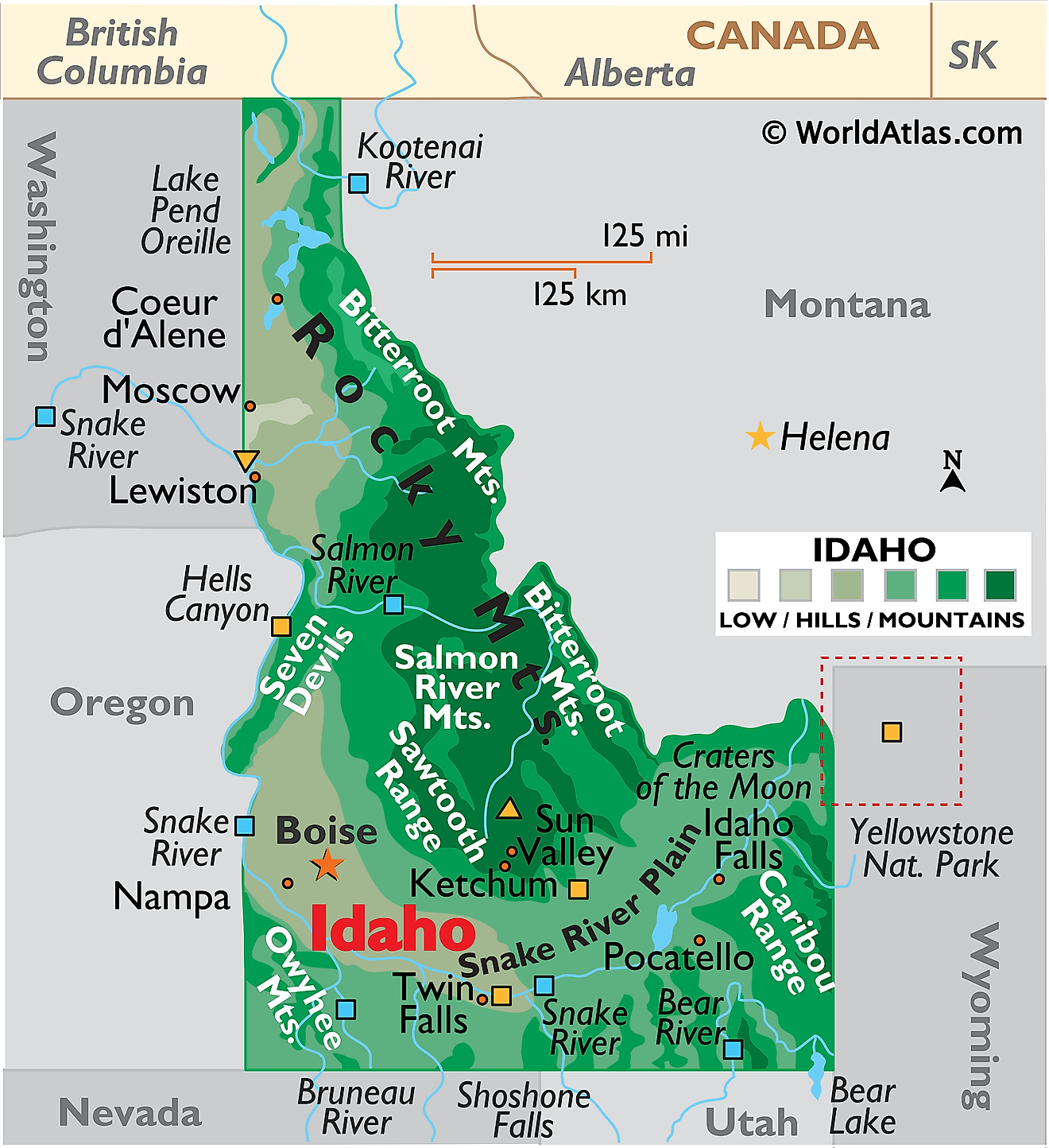 Physical Map Of Idaho State Ezilon Maps - vrogue.co