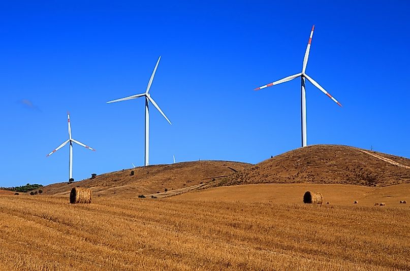 A wind farm produces clean power with these turbines near Alentejo, Portugal.