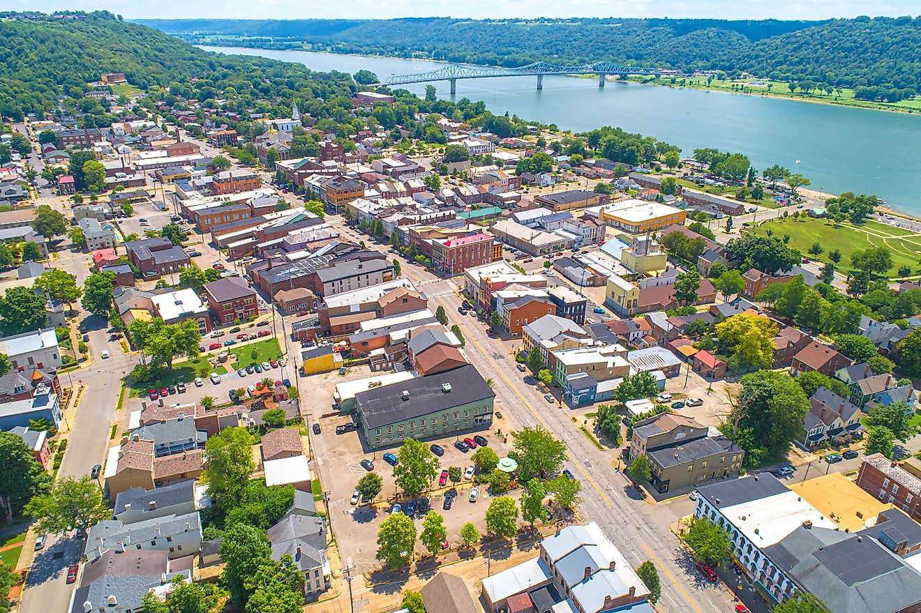Aerial view of Madison, Indiana.