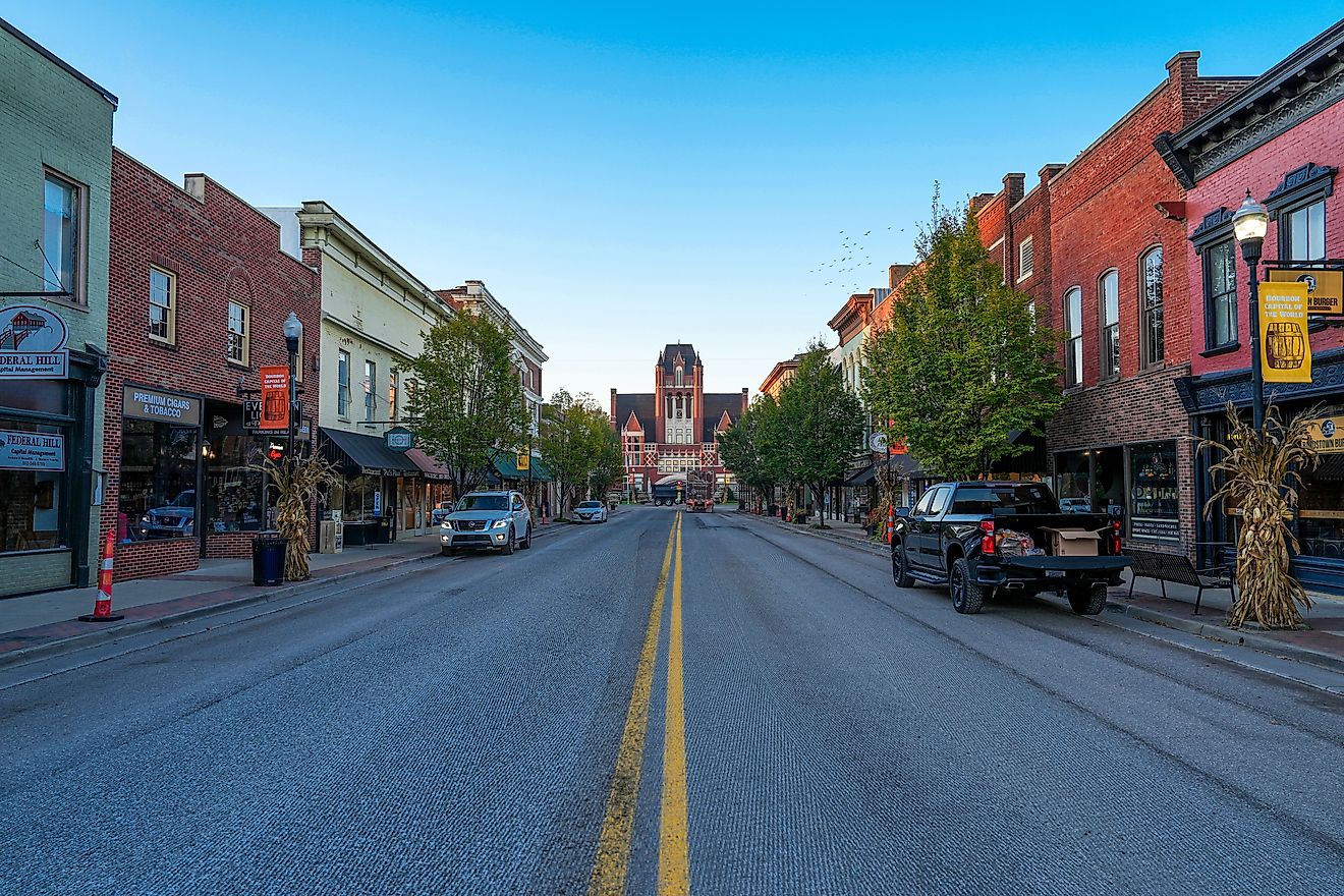 Brick buildings along the main street in Bardstown, Kentucky. Editorial credit: Jason Busa / Shutterstock.com