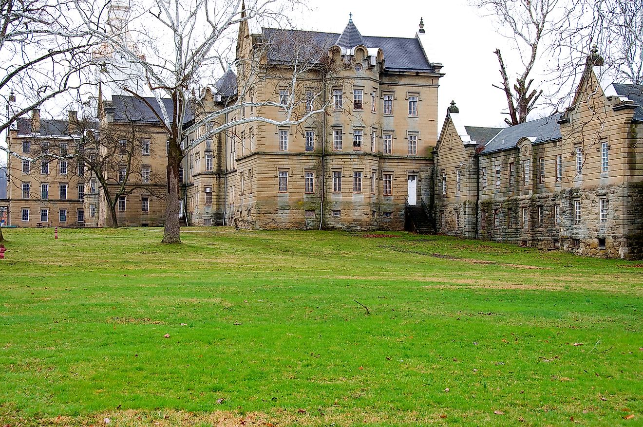 Weston State Hospital, also known as the Trans-Allegheny Lunatic Asylum, in Weston, West Virginia, the largest cut-stone building in the United States. Editorial credit: Malachi Jacobs / Shutterstock.com