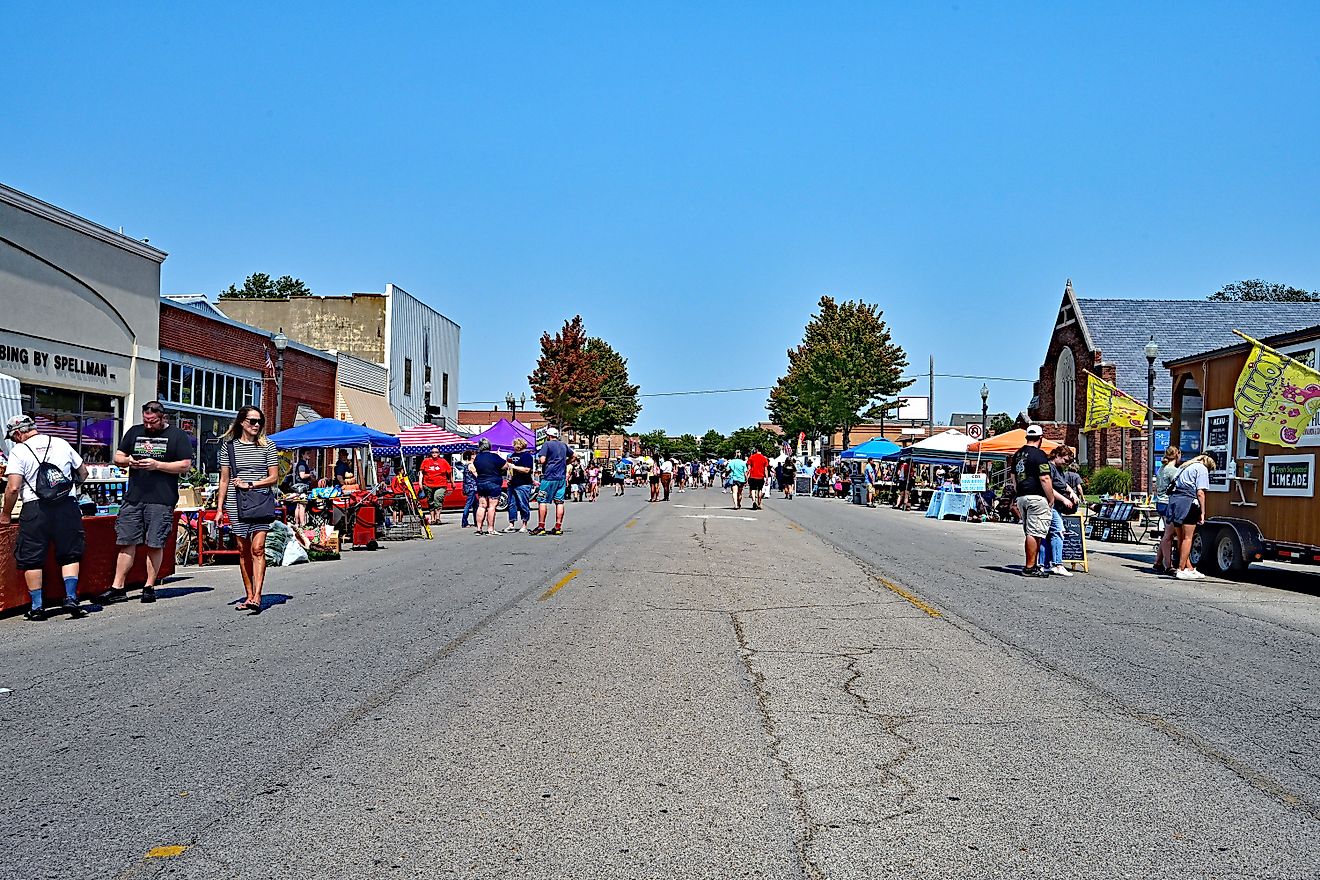 A busy downtown street in Emporia, Kansas. Image credit: Mark Reinstein / Shutterstock.com