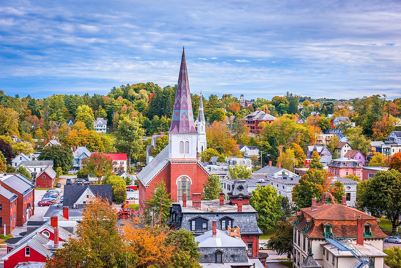 Montpelier, Vermont's town skyline features a mix of historic and modern architecture. 