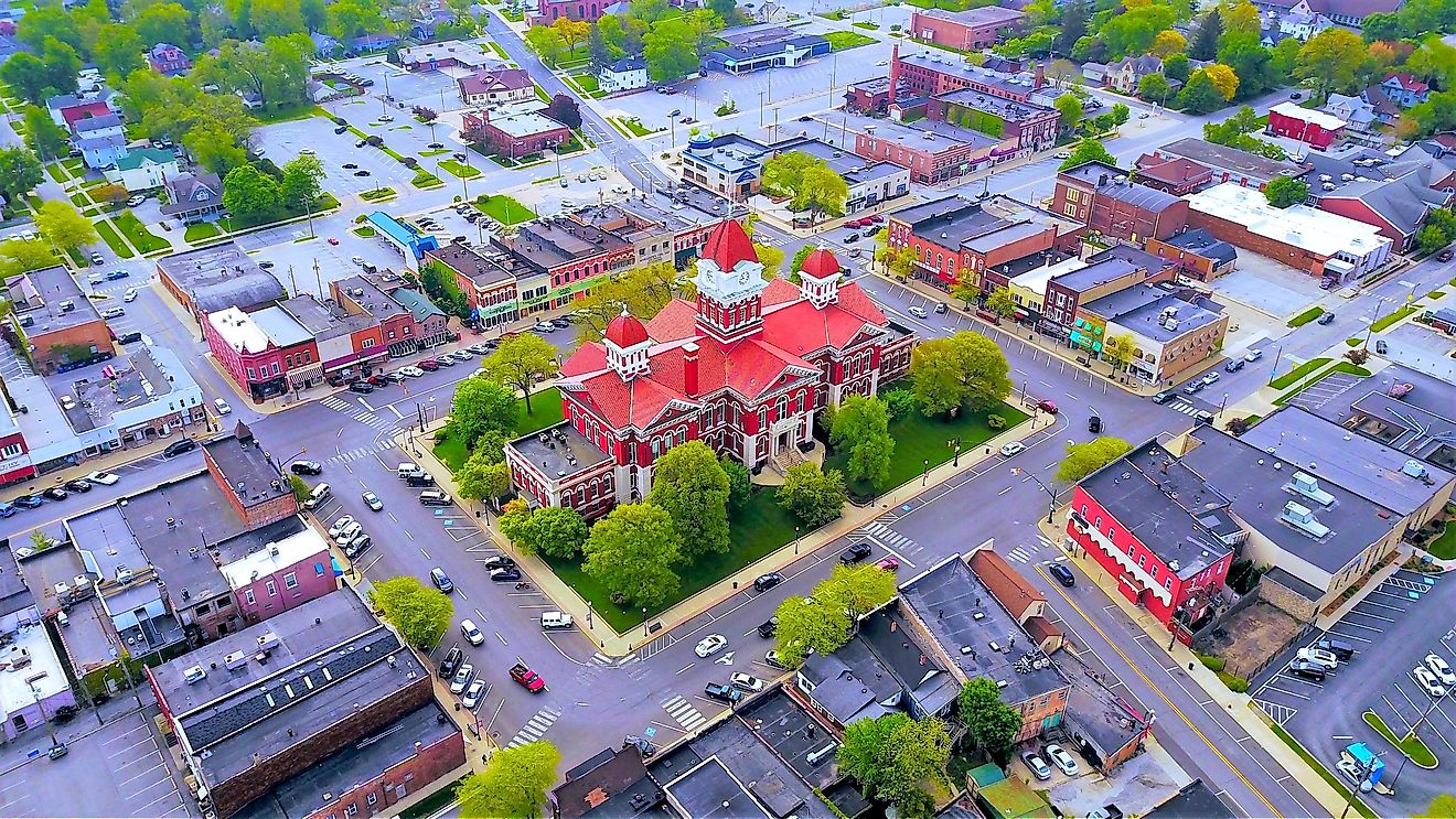 Aerial view of Crown Point, Indiana.