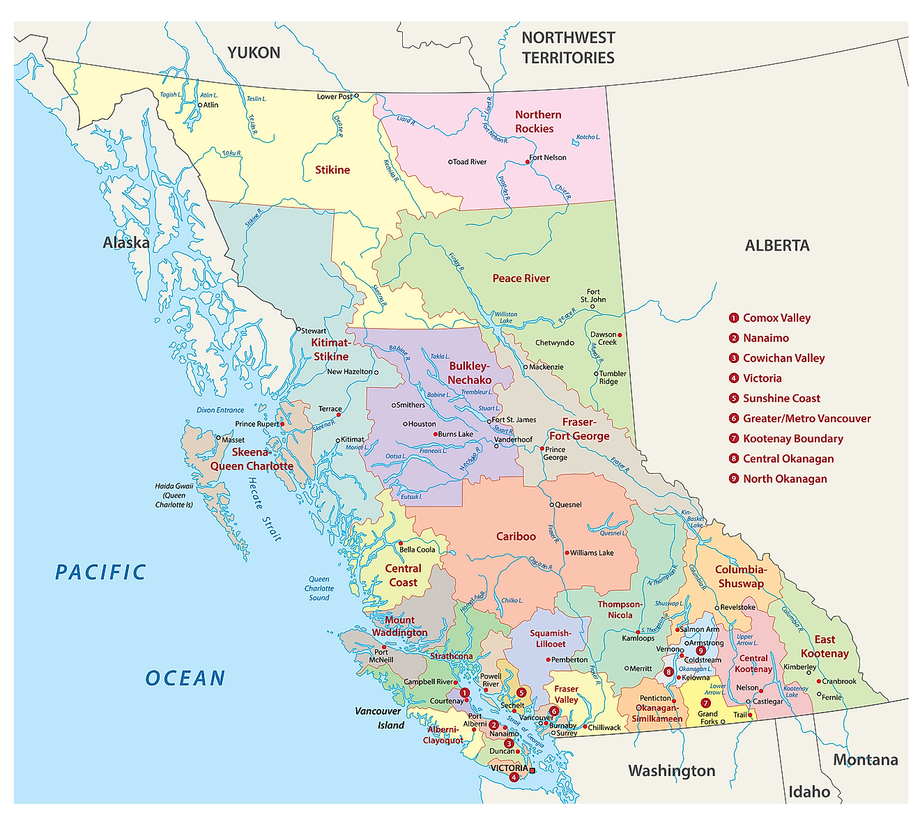 British Columbia Administrative Map 