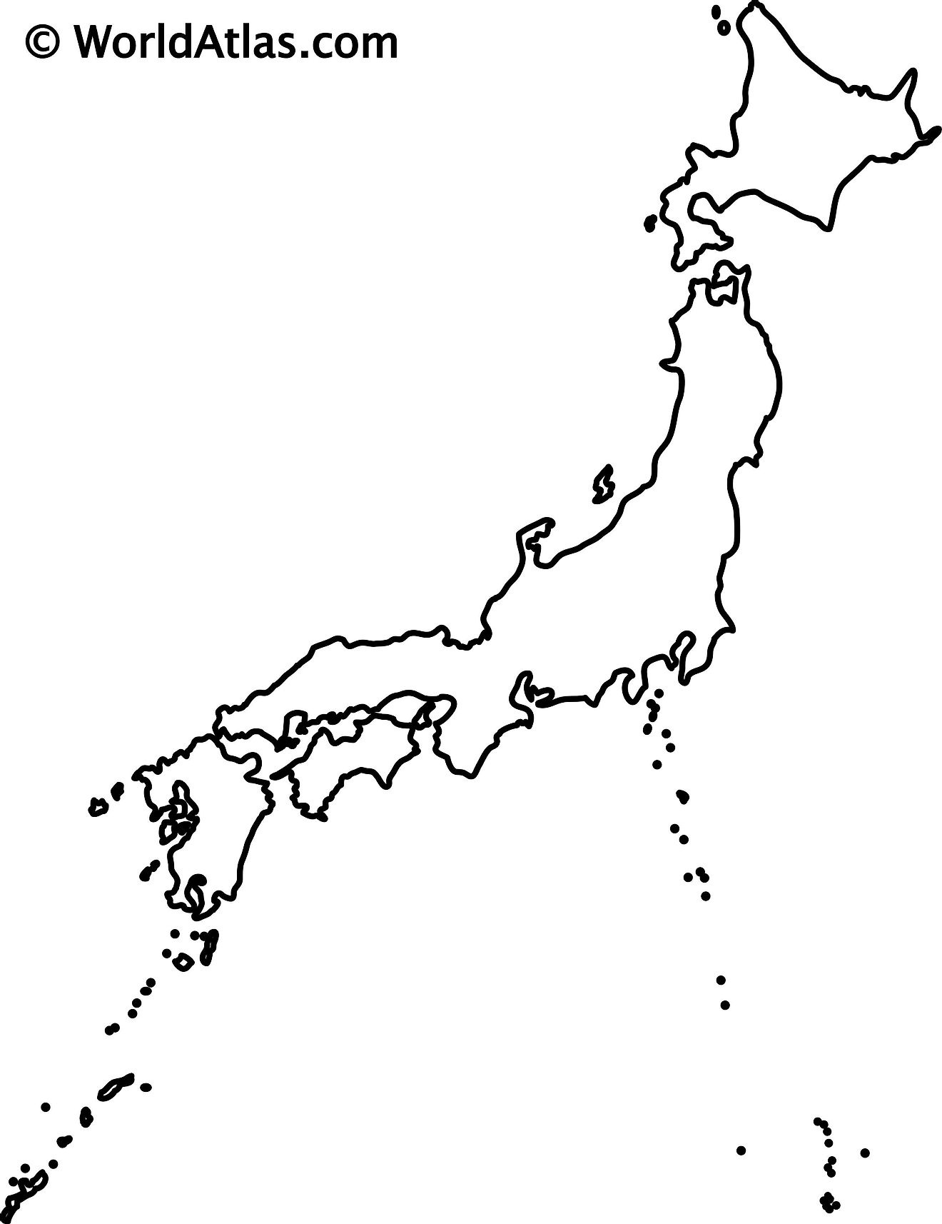 Mapa de contorno en blanco de Japón