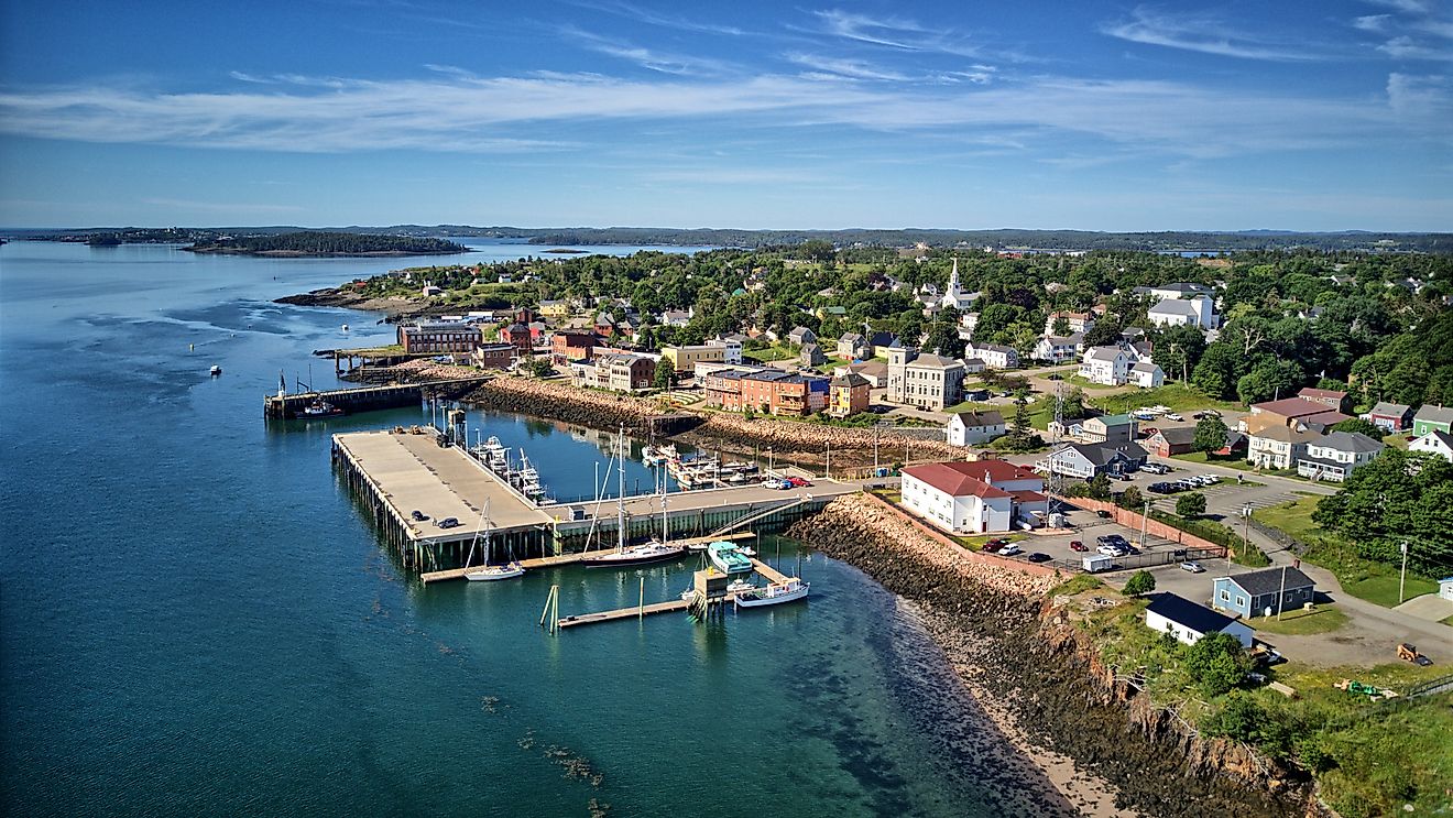 The waterfront of Eastport, Maine, along the Bold Coast.