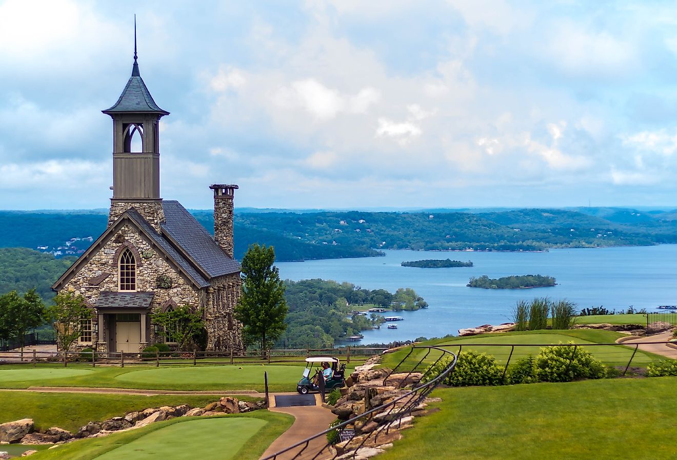 Stone church at top of the rock in Branson, Missouri.