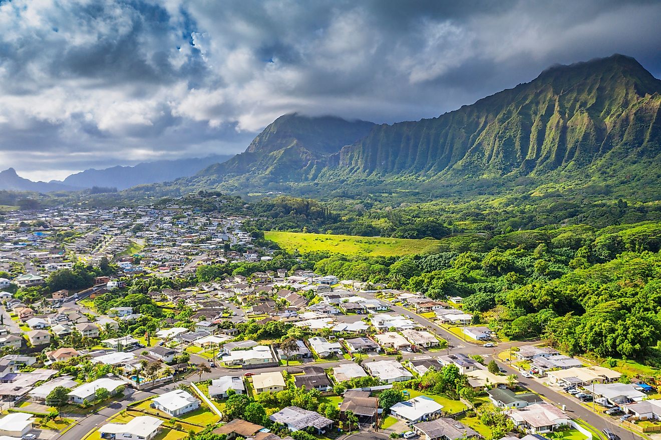 Aerial view of Kailua, Hawaii.