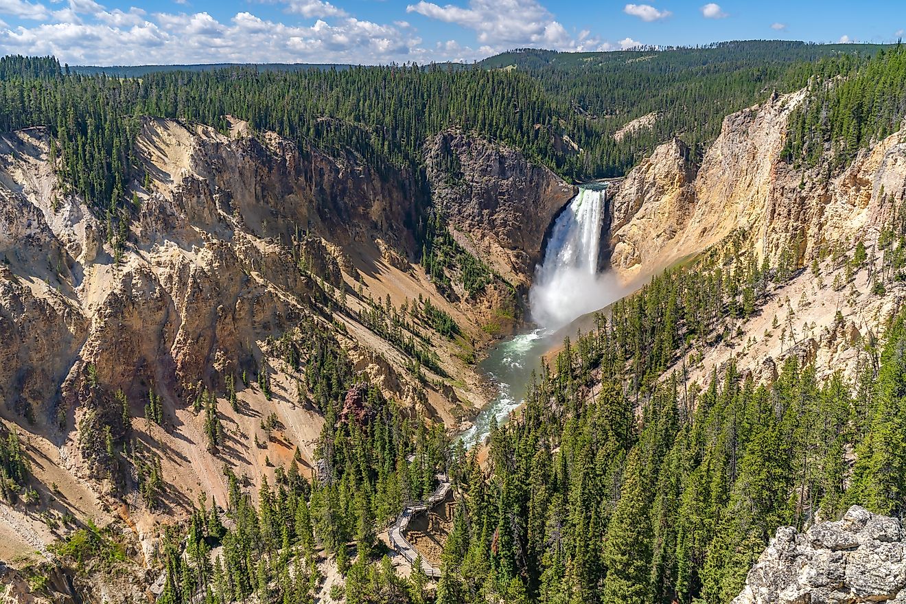 Yellowstone Lower Falls in the Yellowstone National Park in Wyoming.