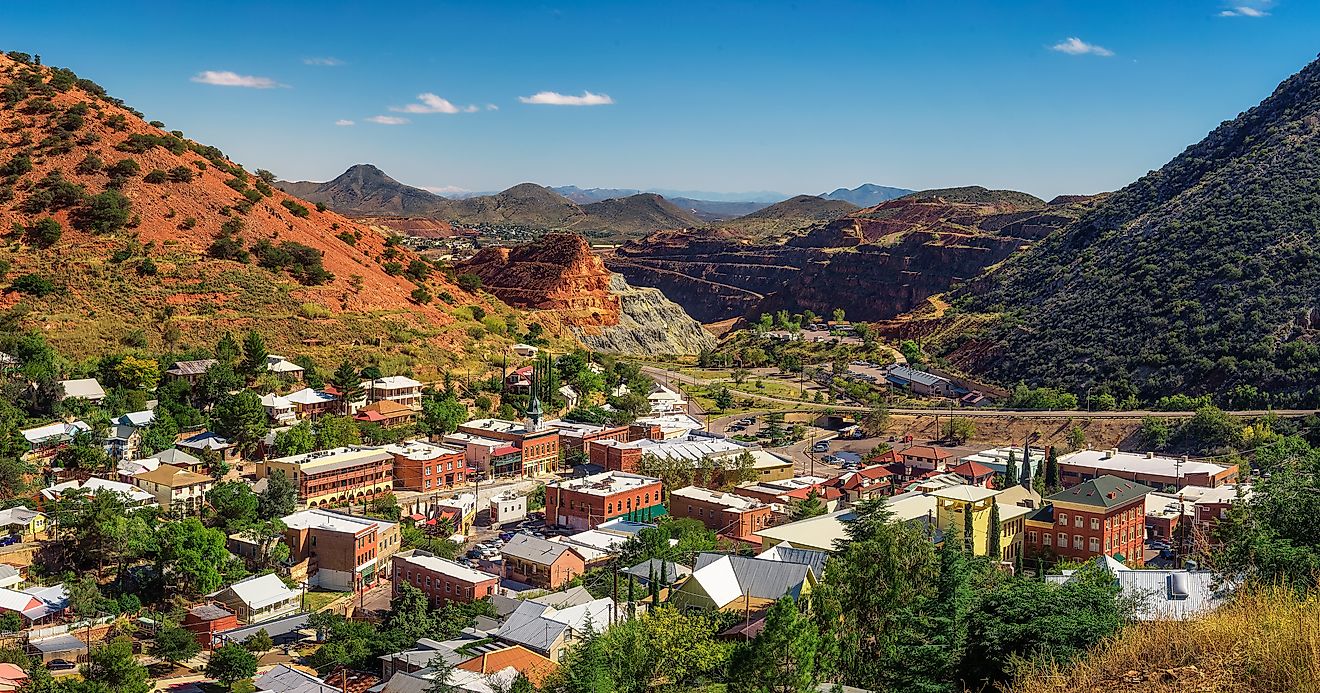 Panorama of Bisbee with surrounding Mule Mountains in Arizona