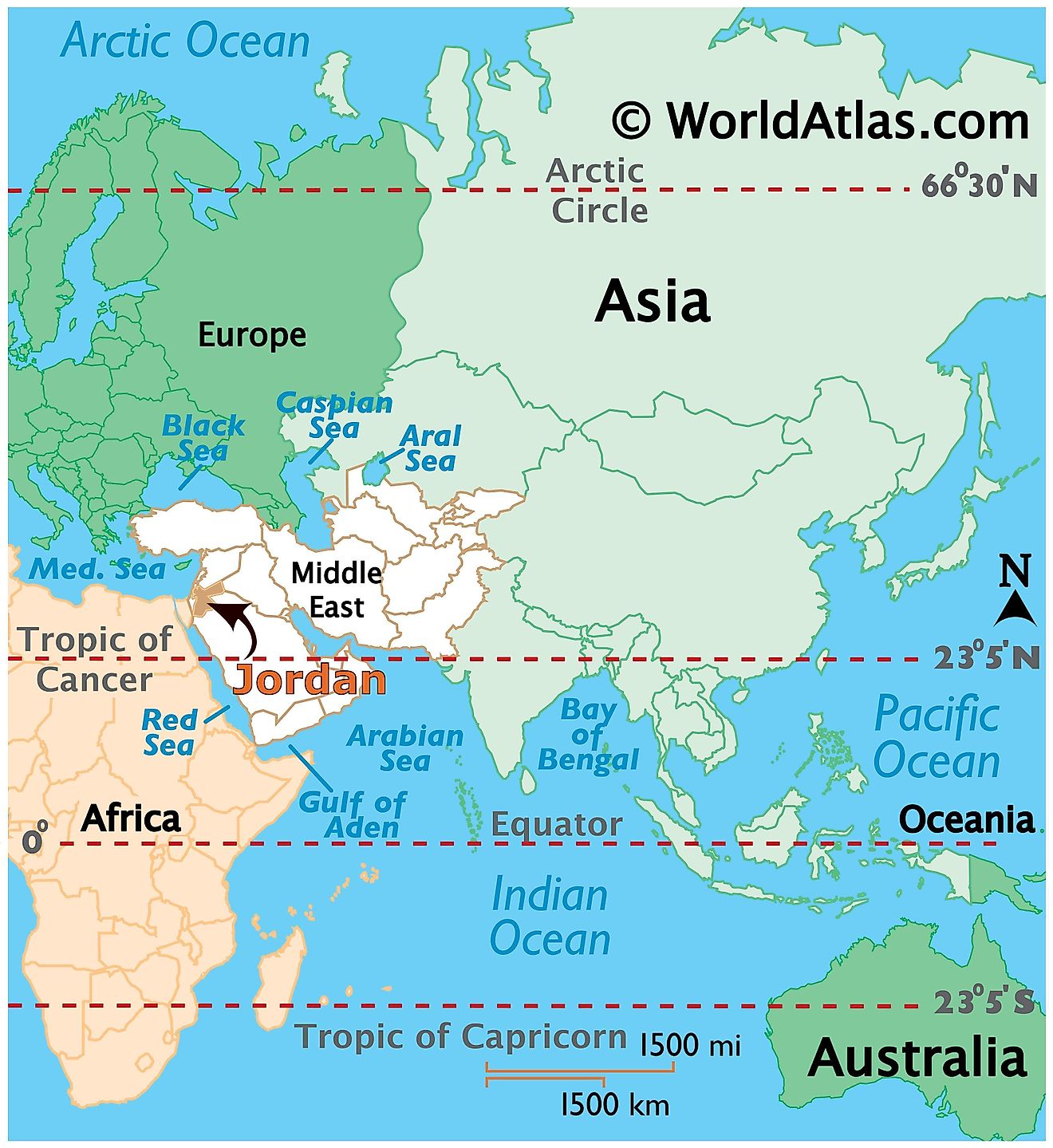 jordan on a world map
