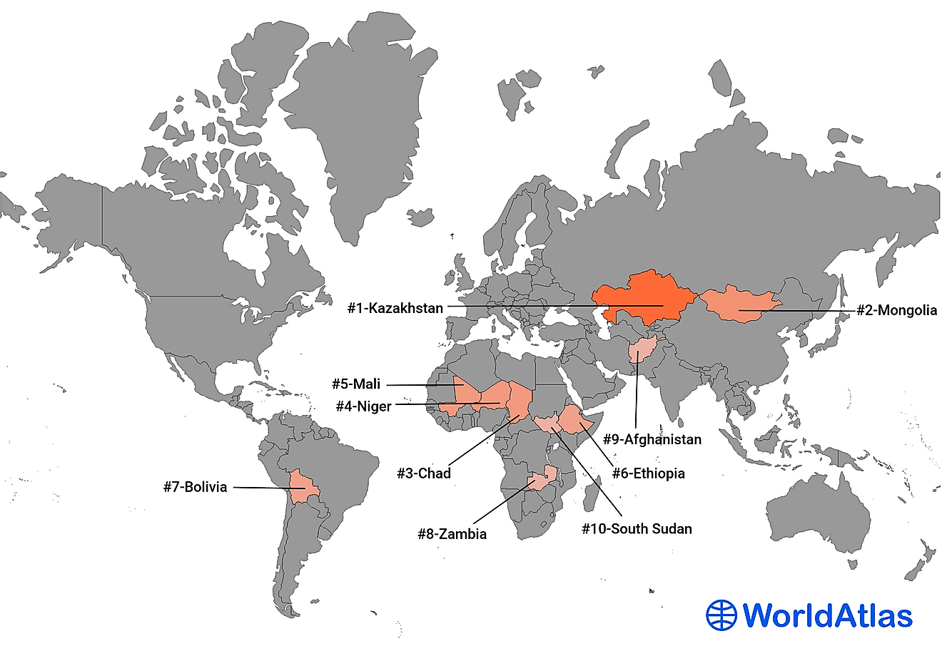 Largest Landlocked Countries In The World WorldAtlas