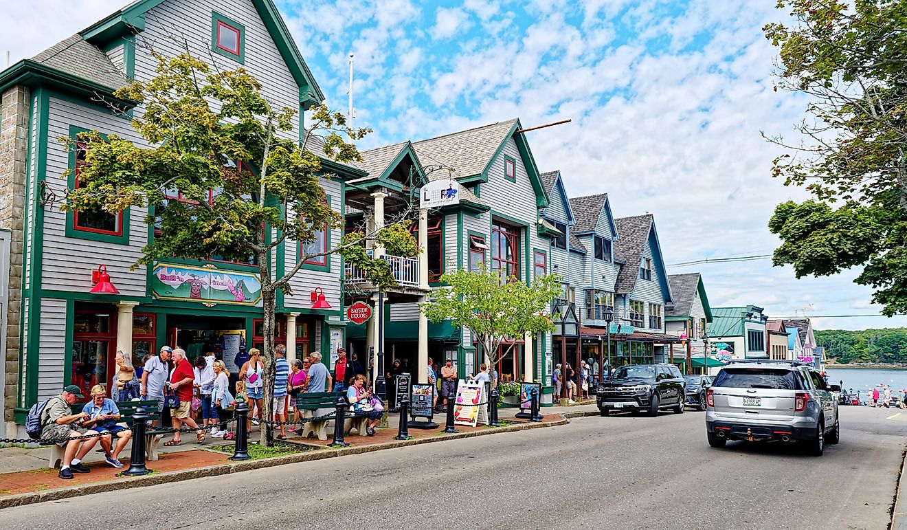 Bar Harbor, on the coast of Maine, has a population of only 5,000 but cruise ships bring in 250,000 tourists a year for whale watching and boating. Editorial credit: Darryl Brooks / Shutterstock.com