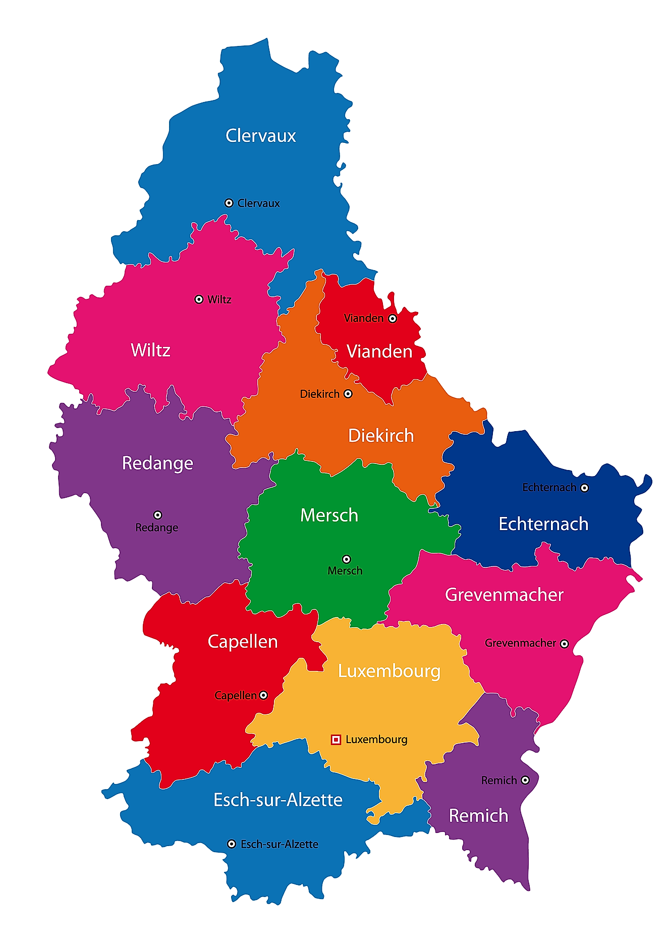 Cantons Of Luxembourg Map 