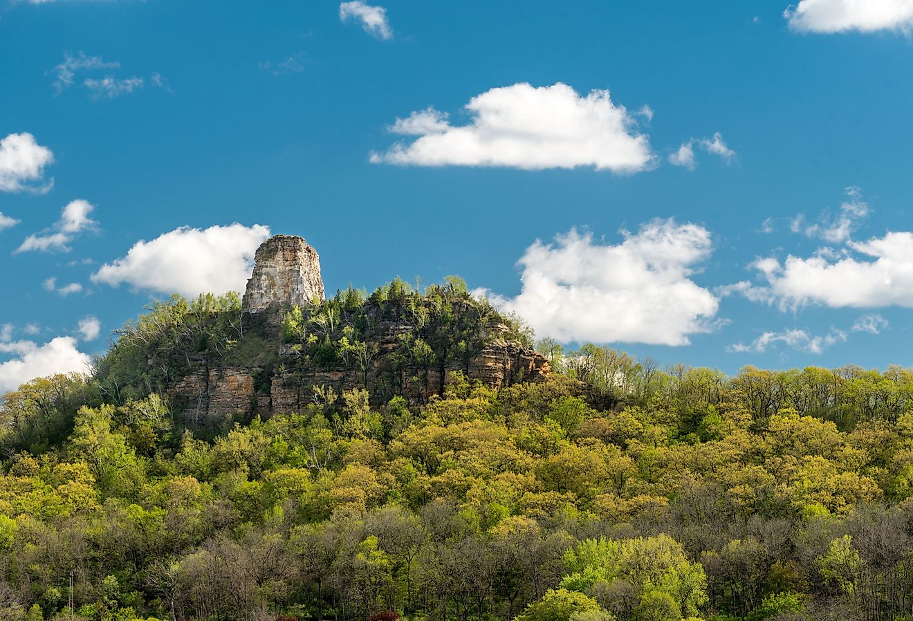 Beautiful Sugar Loaf Bluff in Winona, Minnesota.