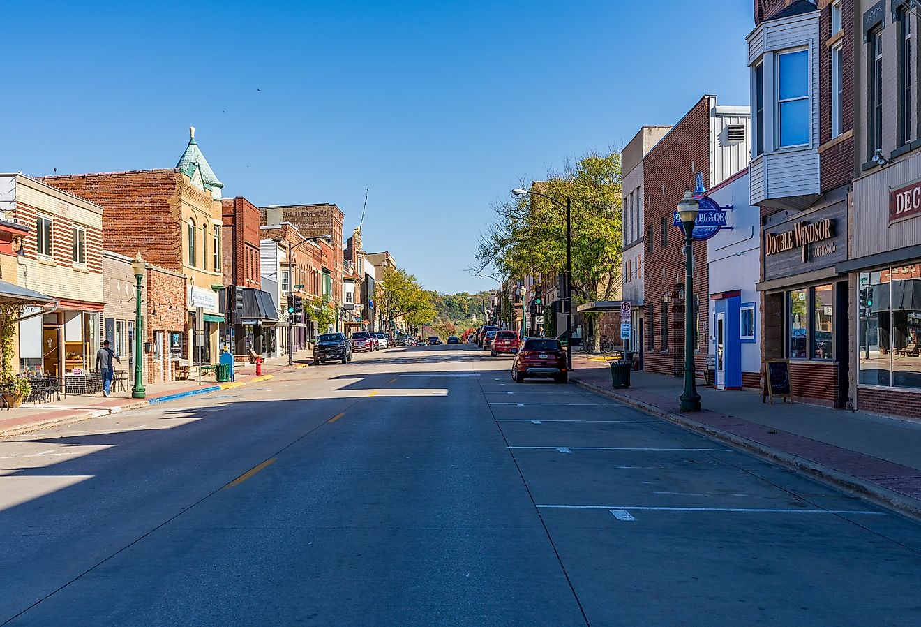 Shops and stores on Water Street n Decorah, Iowa. Image credit Steve Heap