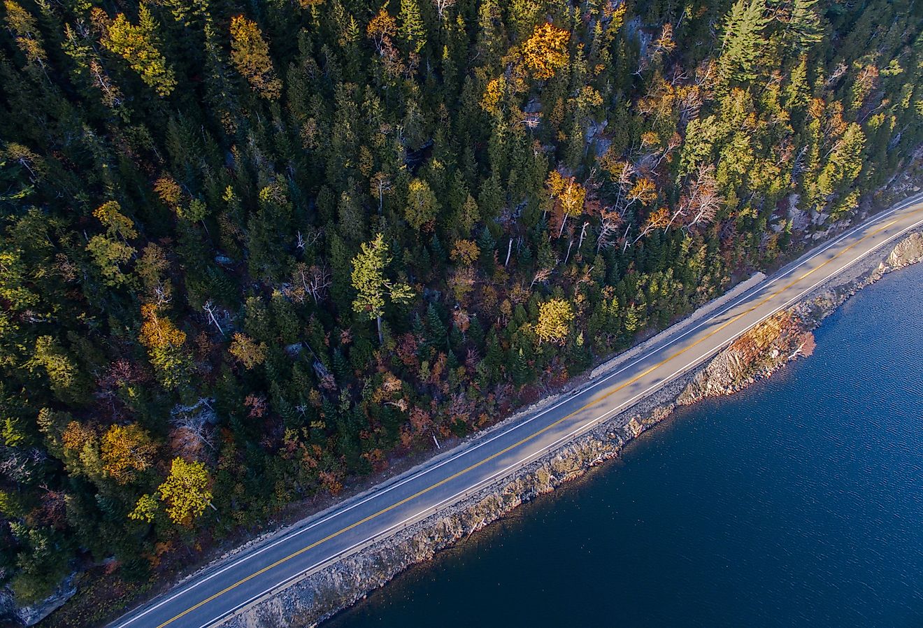 Aerial view of Cascade Lake Road in the Adirondacks. Image credit majicphotos via Shutterstock.