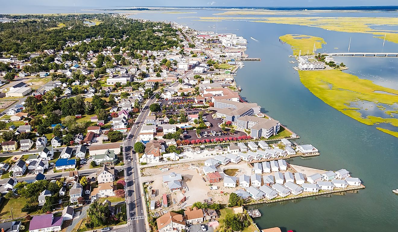 Aerial view of Chincoteague, Virginia.