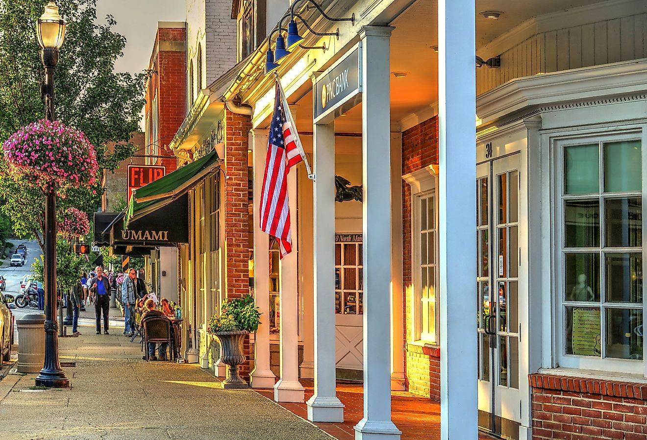 People Dining at Outdoor Sidewalk Seating at Umami on Main Street in Chagrin Falls, Ohio. Image credit Lynne Neuman via Shutterstock