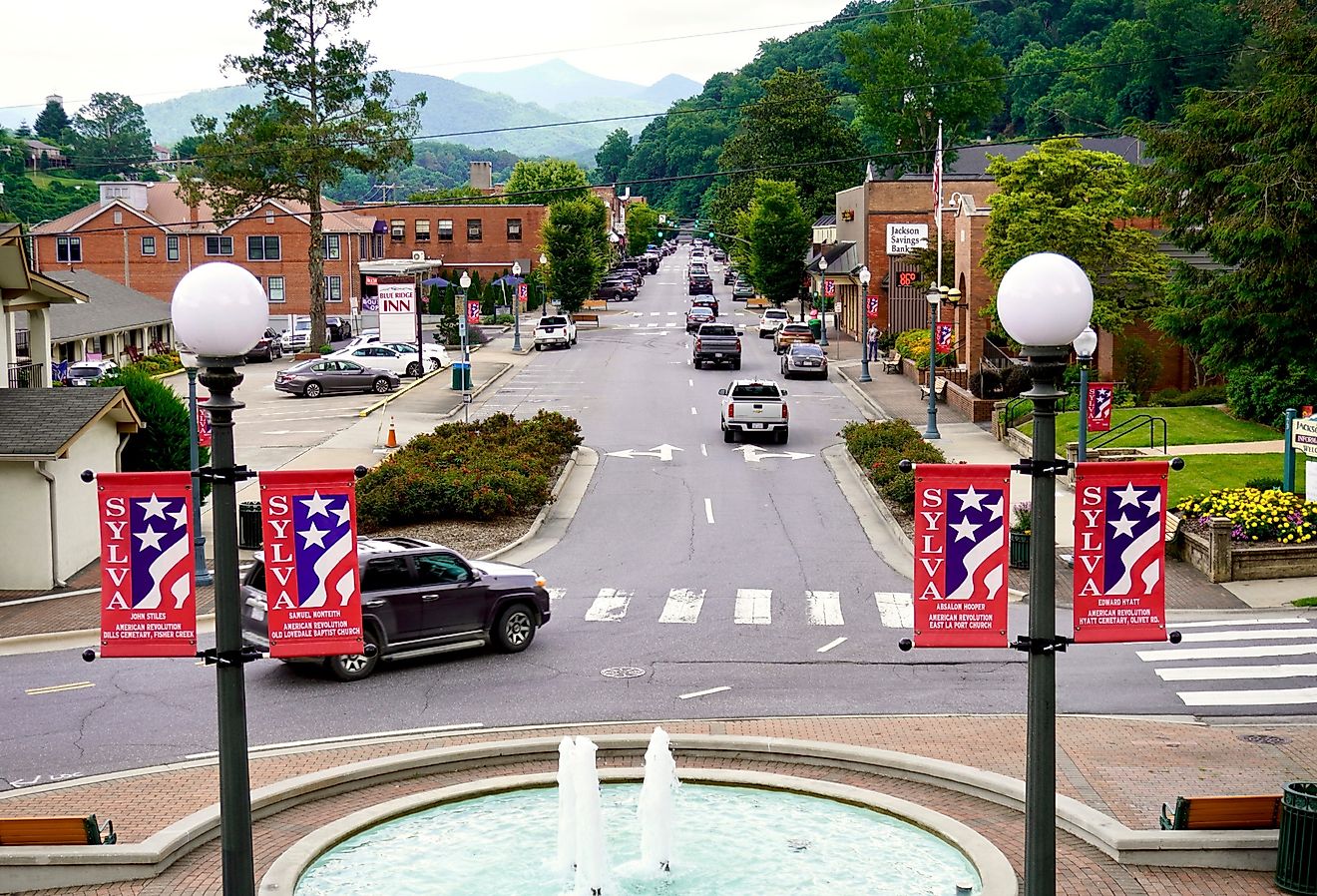 View from the courthouse stairs in Sylva, North Carolina. Image credit EWY Media via Shutterstock