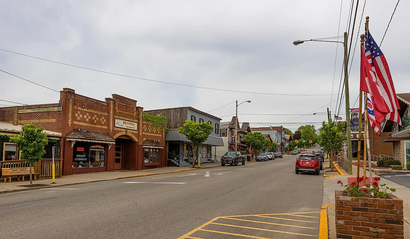 Downtown Swiss tourist village of Sugarcreek. Editorial credit: Dee Browning / Shutterstock.com