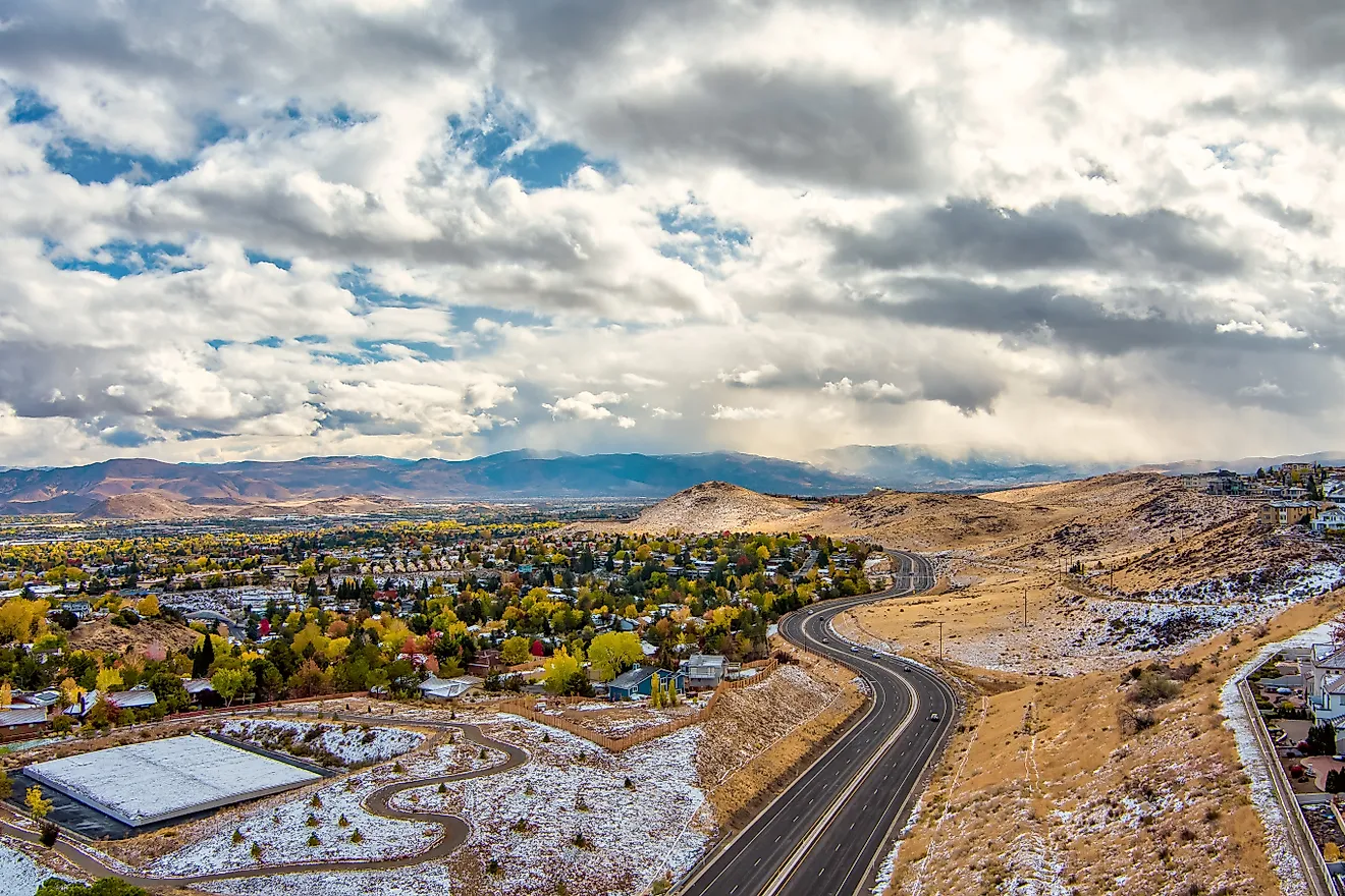 Aerial view of Reno, Nevada. Editorial credit: Don Mammoser / Shutterstock.com.