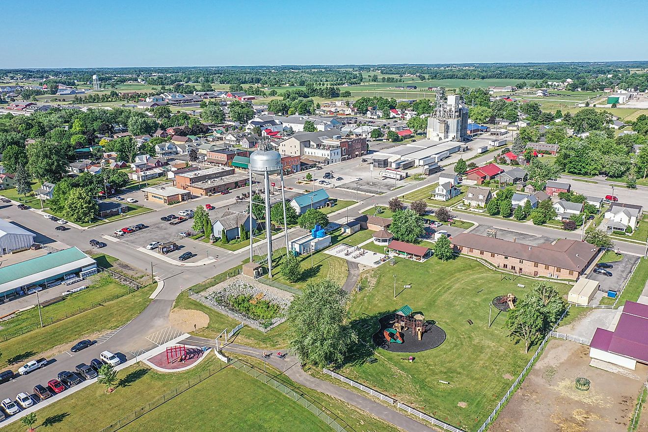 Aerial view of Shipshewana, Indiana.