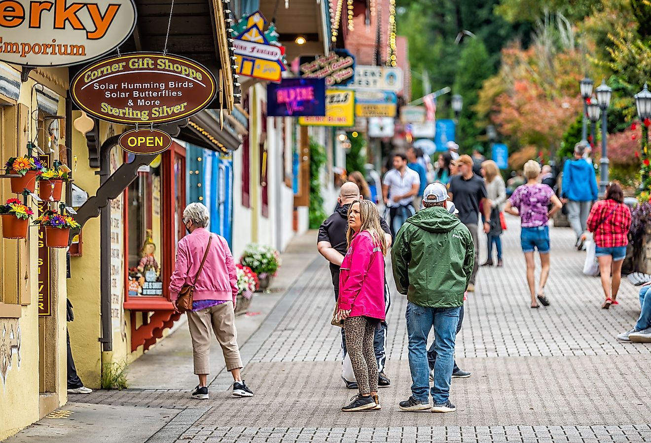 Bavarian village town traditional architecture in Helen, Georgia in autumn. Image credit Kristi Blokhin via Shutterstock