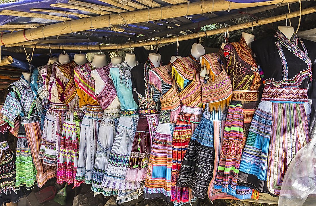 Traditional dresses on display in northern Vietnam. 