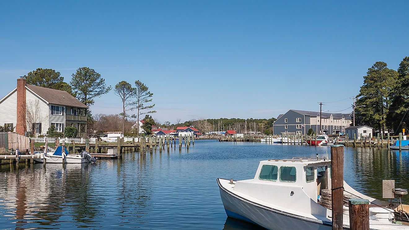 Part of St. Michaels Harbor in historic Saint Michaels, Maryland.