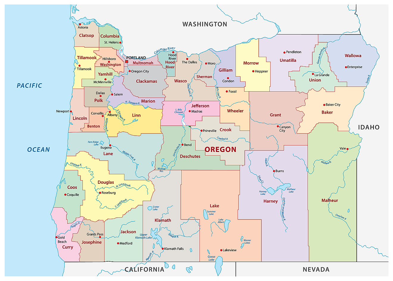 Printable County Map Of Oregon - Printable Word Searches