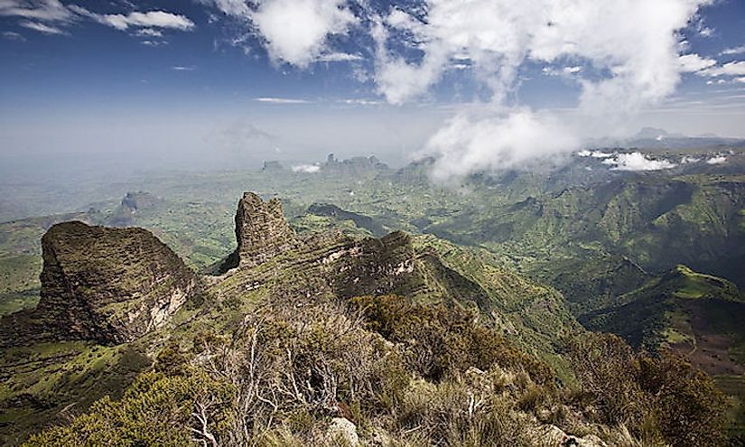 The Ethiopian Highlands in Ethiopia hosts the tallest mountain in the country, Ras Dashen.