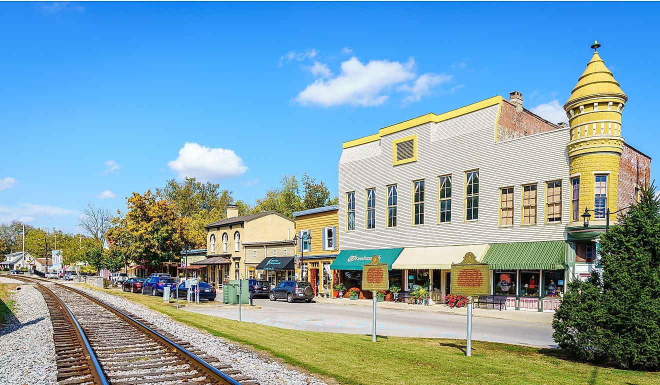 Main street of Midway - a small town in Central Kentucky famous of its boutique shops and restaurants. Editorial credit: Alexey Stiop / Shutterstock.com
