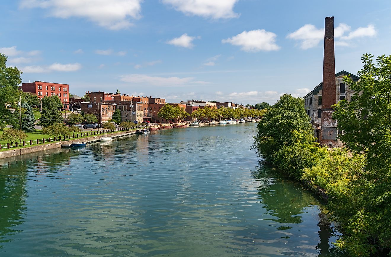 The Seneca Canal in the Finger Lakes town of Seneca Falls, New York.