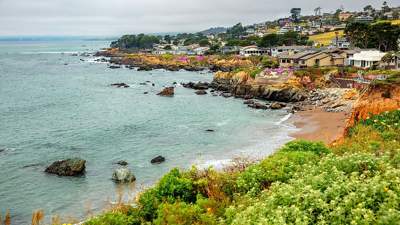 View of the coast along Cambria in California.