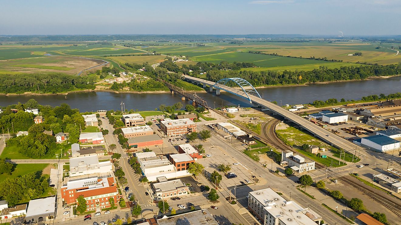 Aerial view of downtown Atchison, Kansas
