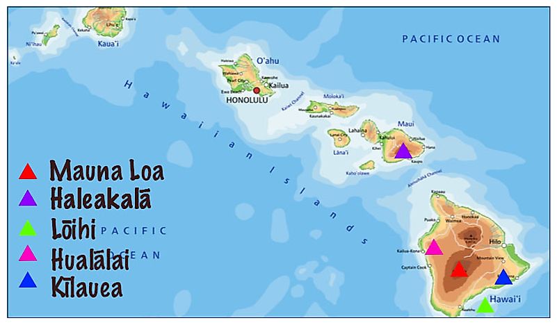 Five Hawaii Active Volcanoes 