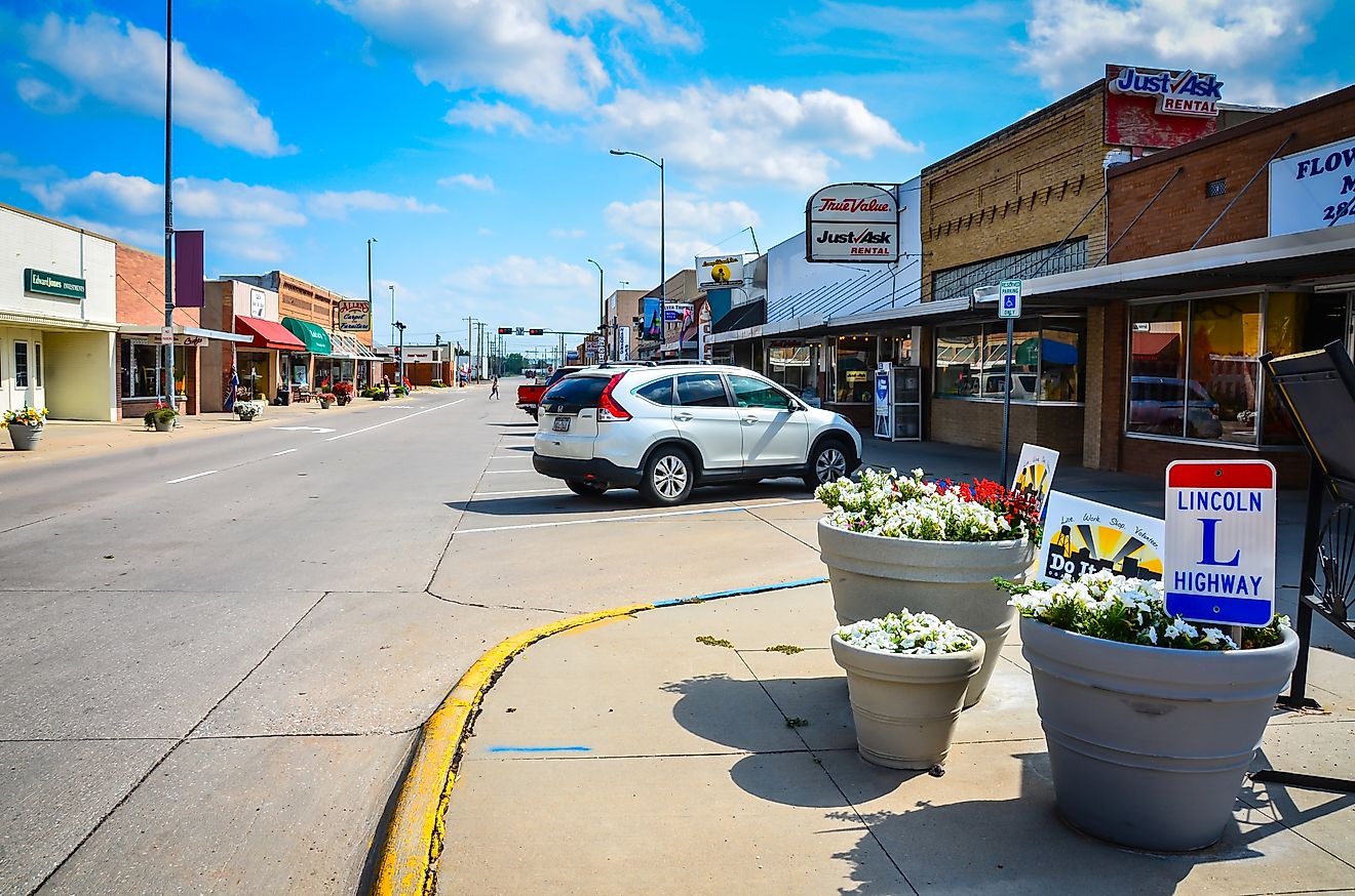 The Lincoln Highway in Ogallala, Nebraska. Editorial credit: Sandra Foyt / Shutterstock.com.