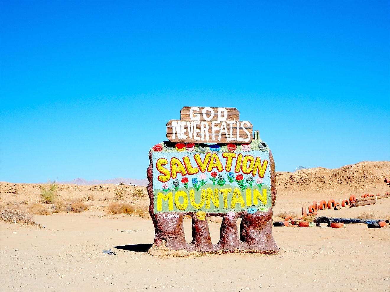 On the road to Salvation Mountain near Niland, California.