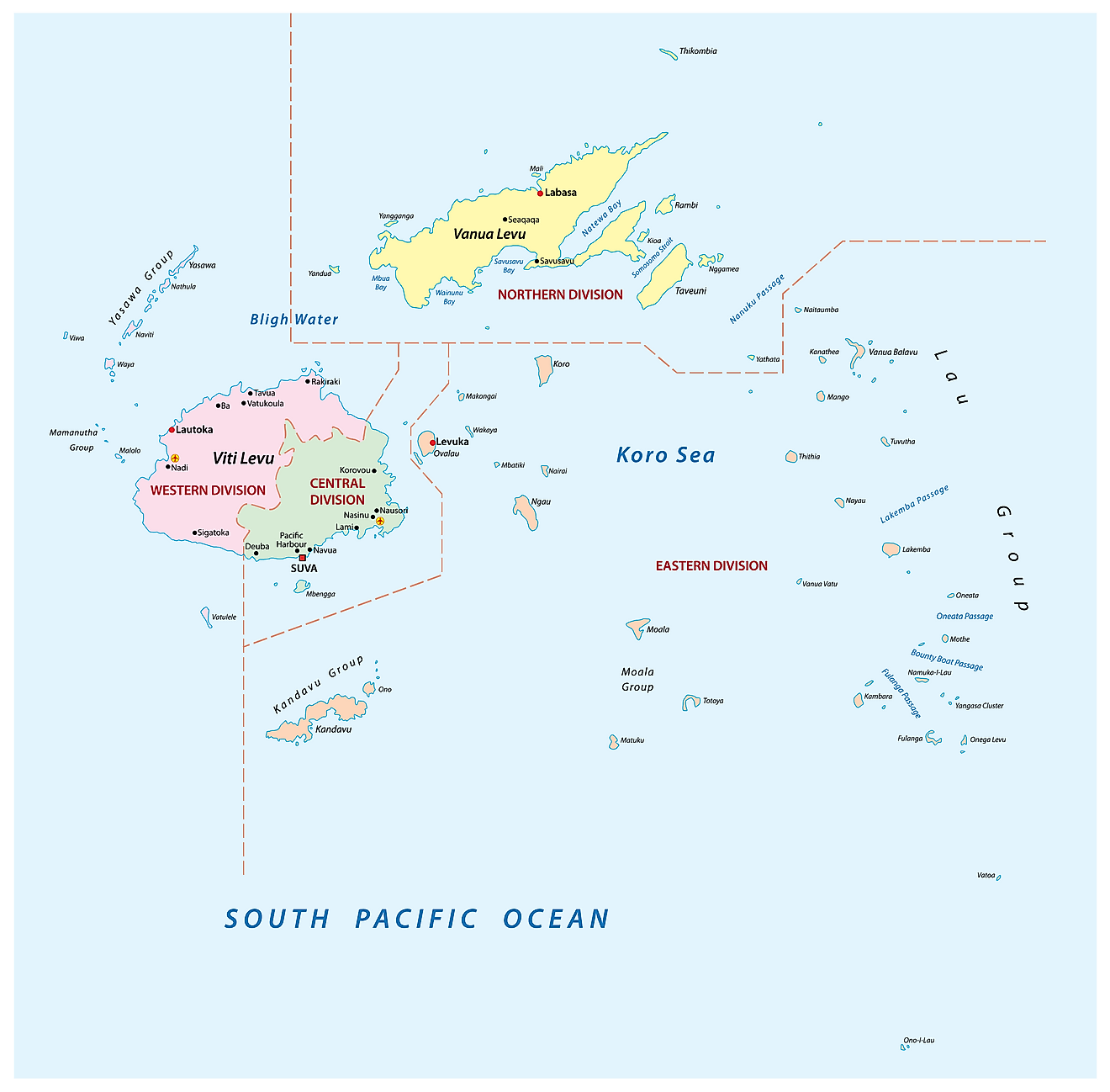 Fiji Divisions Map 