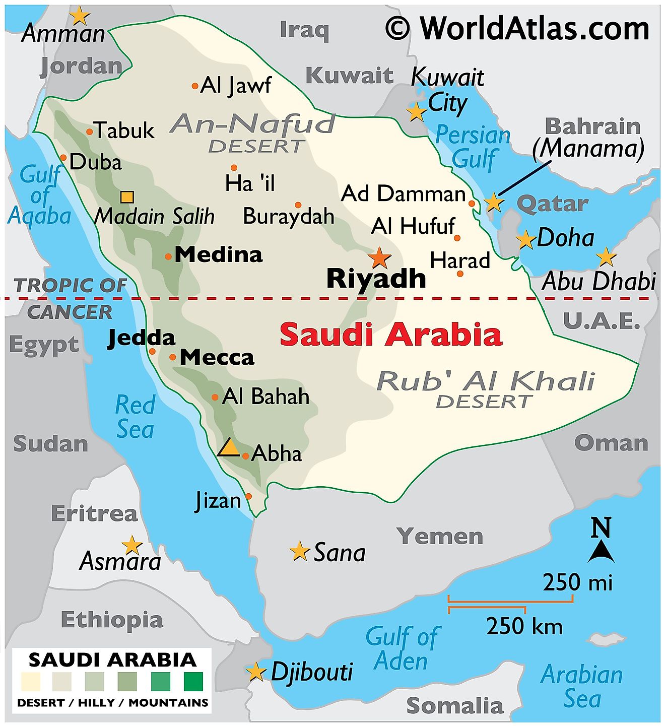 middle east physical map with rivers