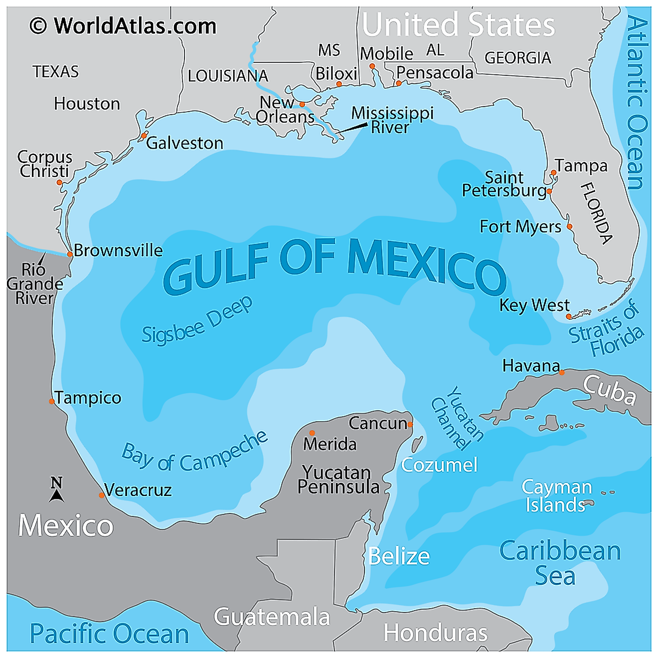 Gulf of Mexico map.