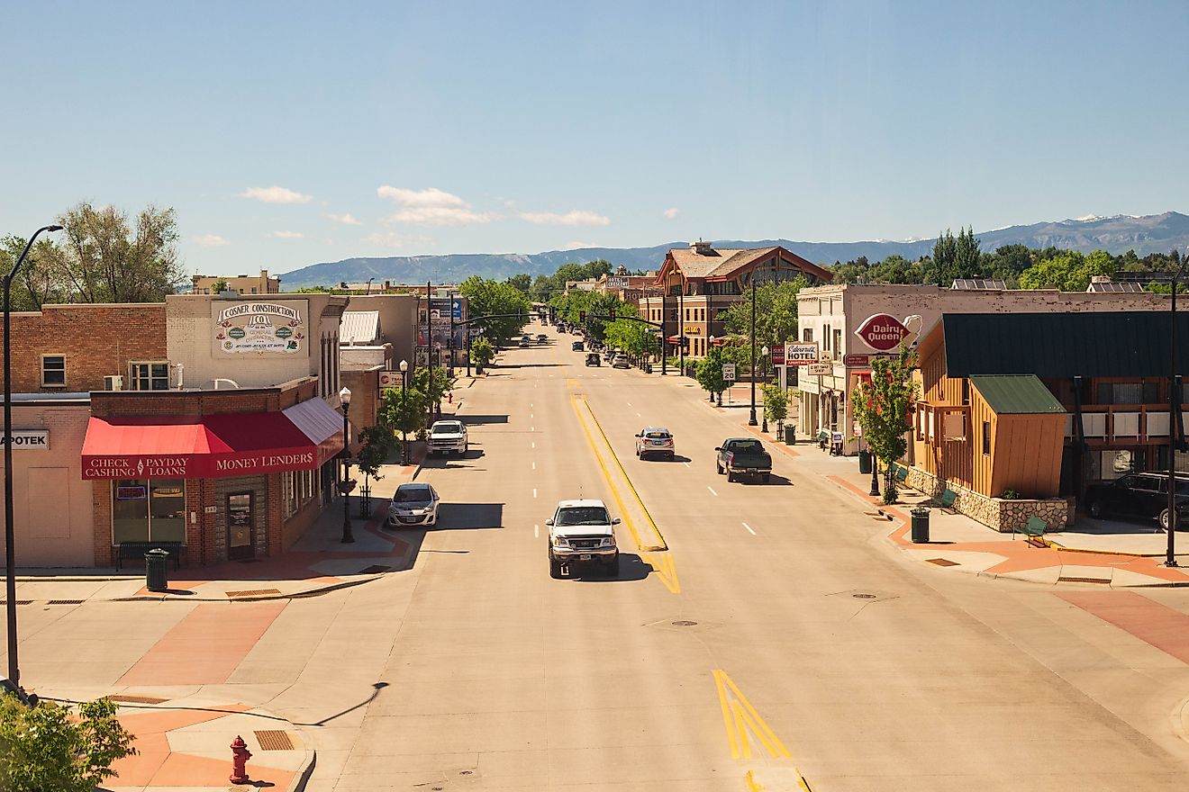 Downtown Evanston, Wyoming, along Front Street. Editorial credit: Ems Images / Shutterstock.com