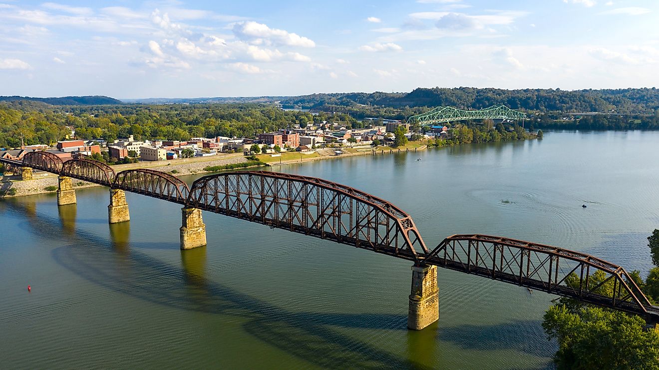 Looking across the Ohio River into downtown Point Pleasant, West Virginia.